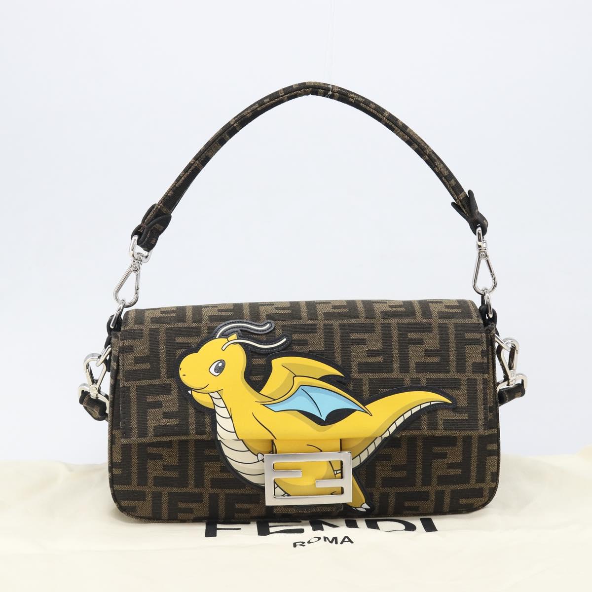 FENDI x FRGMT x POKEMON Mamma Baguette Kairyu Zucca Brown 8BR600 Auth 167552SM