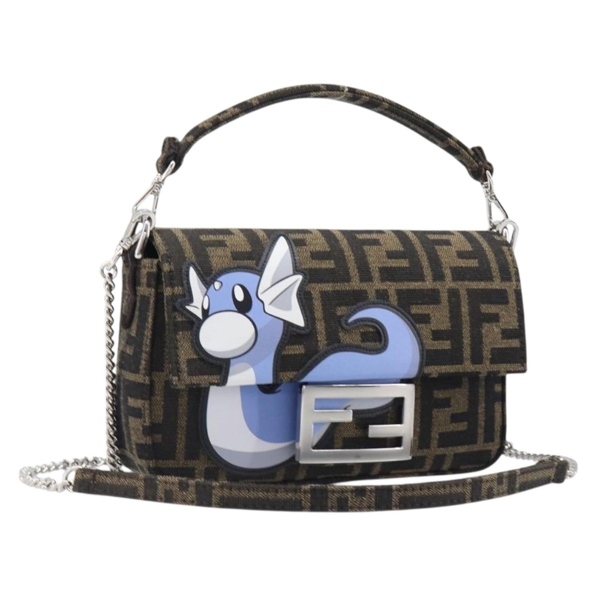 FENDI x FRGMT x POKEMON Mamma Baguette Dratini Zucca Brown 8BS017 Auth 167553SM