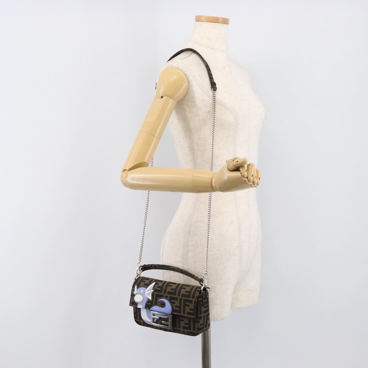 FENDI x FRGMT x POKEMON Mamma Baguette Dratini Zucca Brown 8BS017 Auth 167553SM