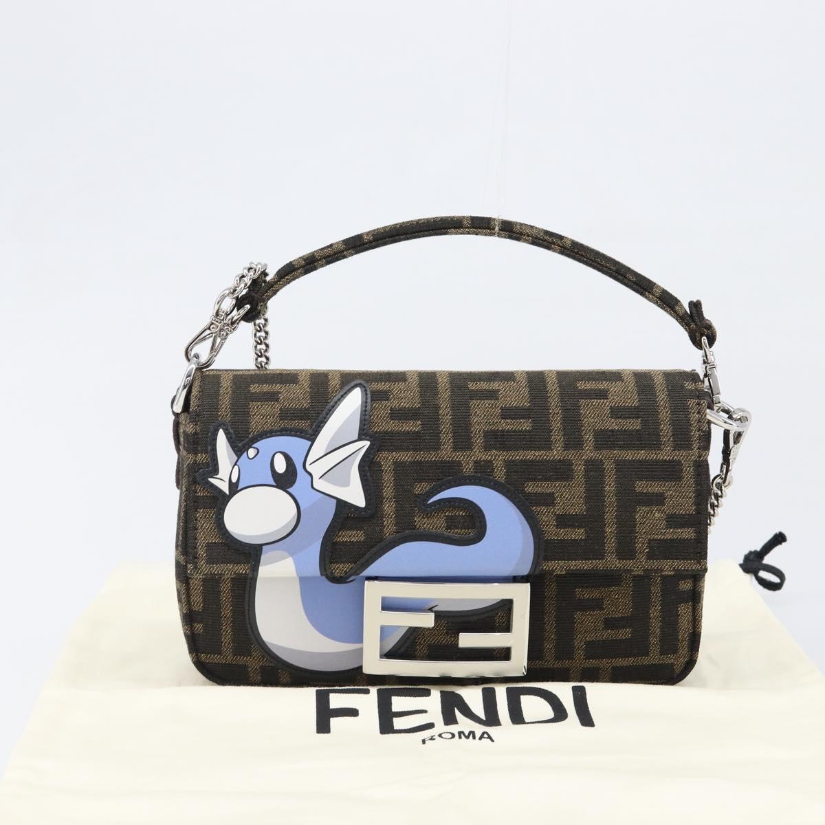 FENDI x FRGMT x POKEMON Mamma Baguette Dratini Zucca Brown 8BS017 Auth 167553SM