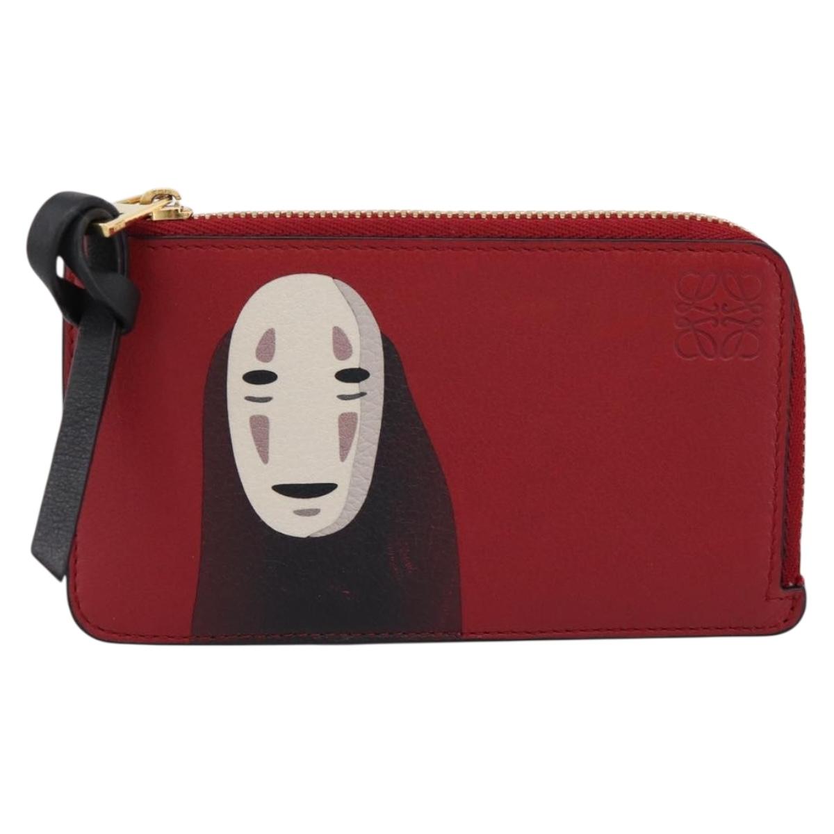 LOEWE x Studio Ghibli Spirited Away No-Face Card Case Leather Red Auth 167558M