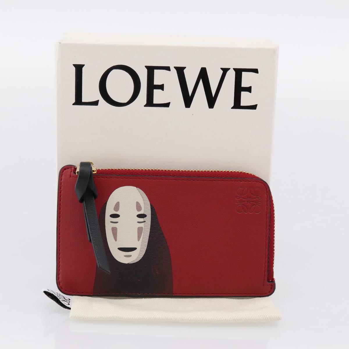 LOEWE x Studio Ghibli Spirited Away No-Face Card Case Leather Red Auth 167558M