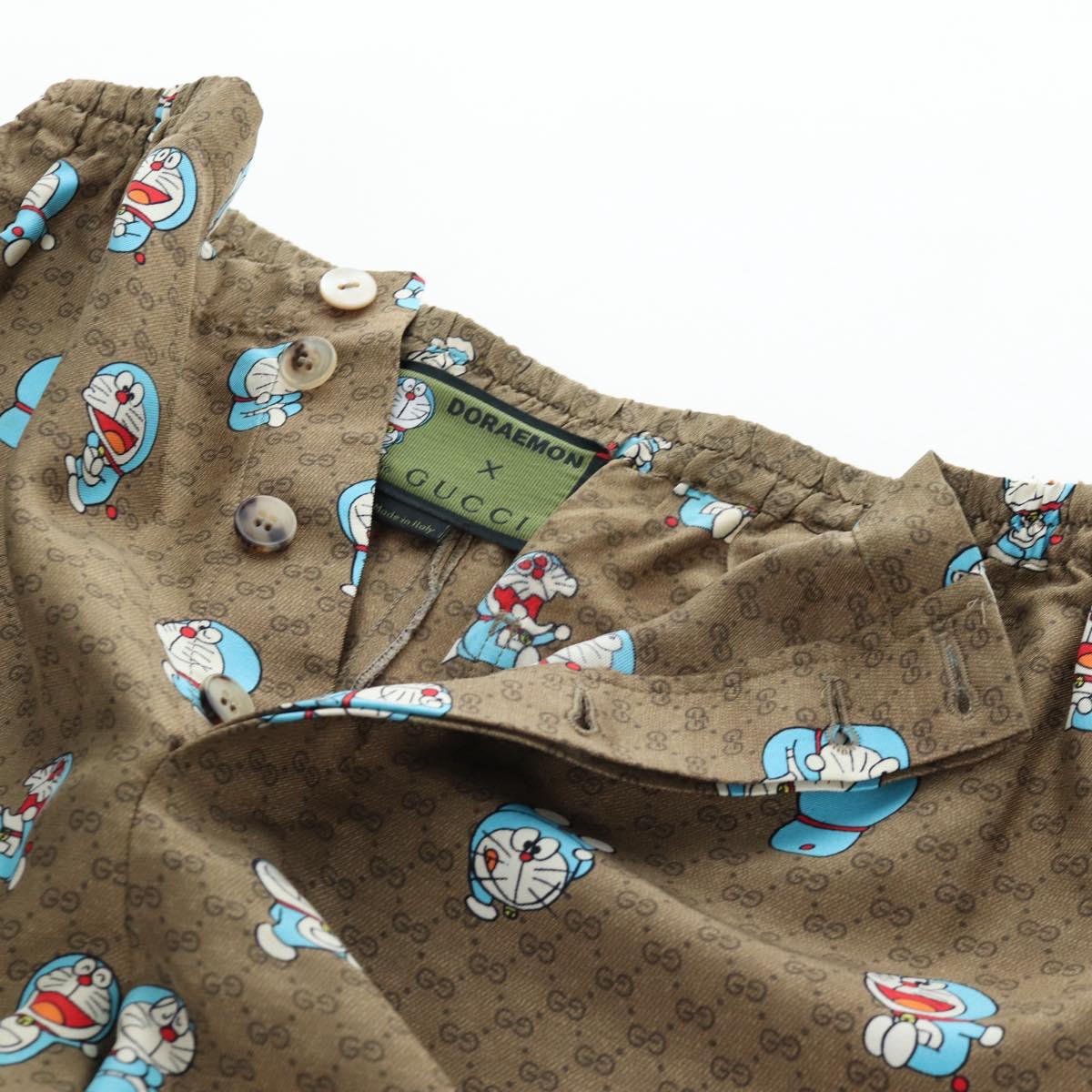 GUCCI x Doraemon Short Pants Silk ""44"" Brown Blue Auth 167559SAM