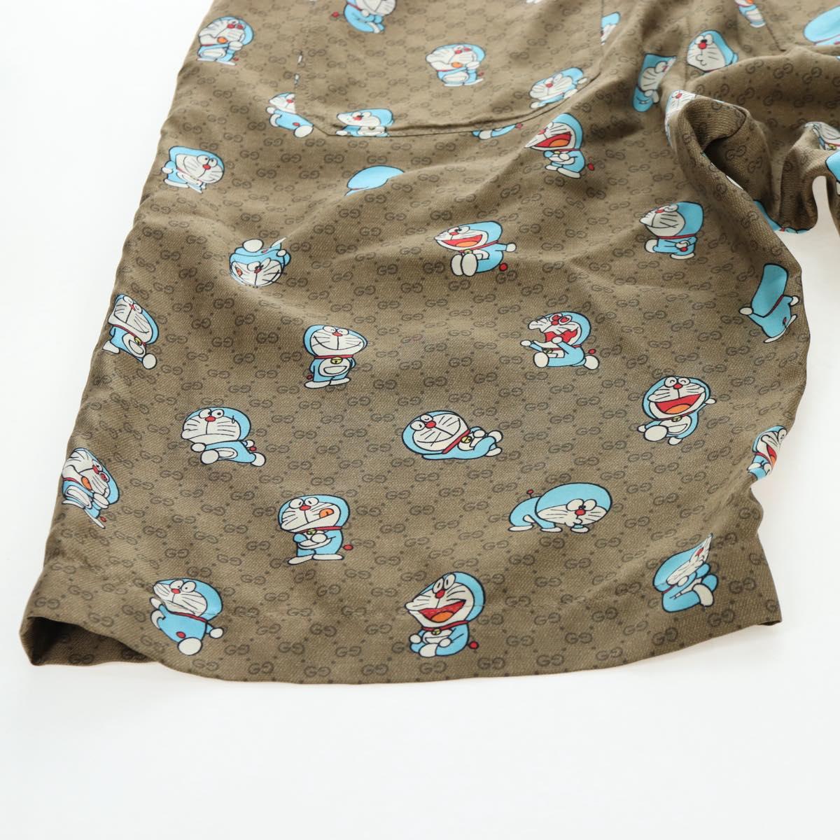 GUCCI x Doraemon Short Pants Silk ""44"" Brown Blue Auth 167559SAM