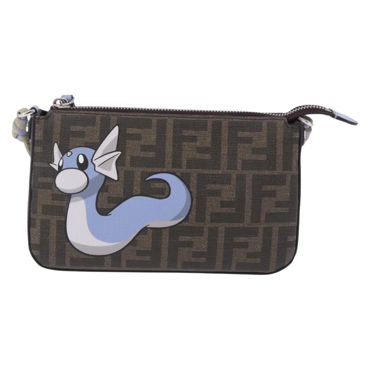 FENDI x FRGMT x POKEMON Dratini Shoulder Bag PVC Brown 8BS073 Auth 167561SM