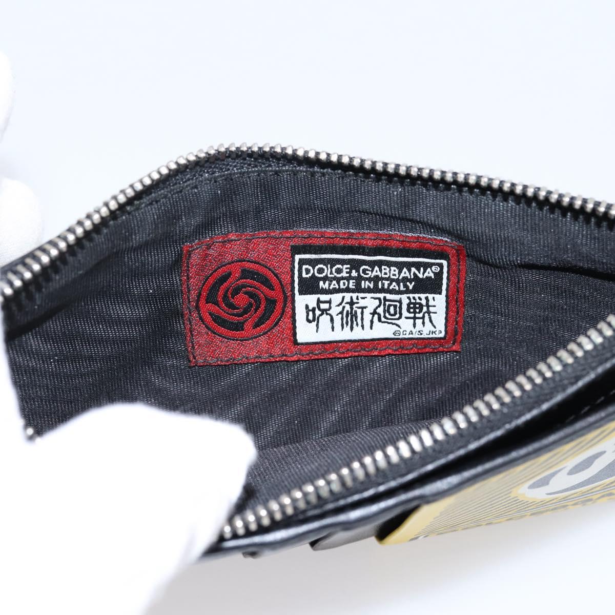 DOLCE&GABBANA × Jujutsu Kaisen Panda Card Case Leather Black Yellow Auth 167563M