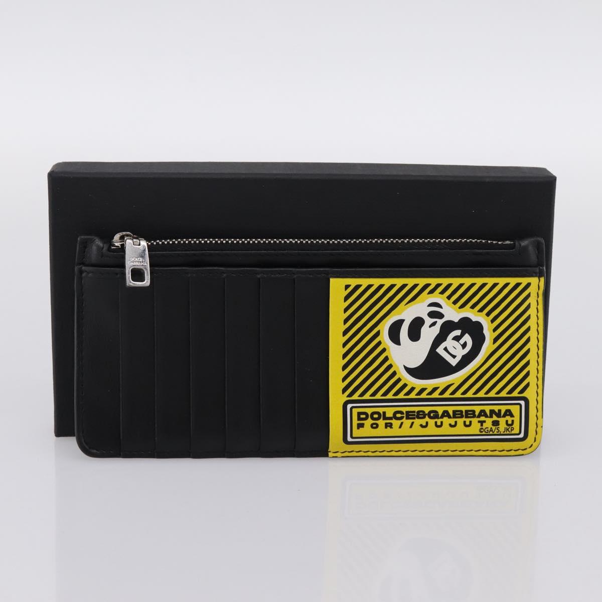 DOLCE&GABBANA × Jujutsu Kaisen Panda Card Case Leather Black Yellow Auth 167563M