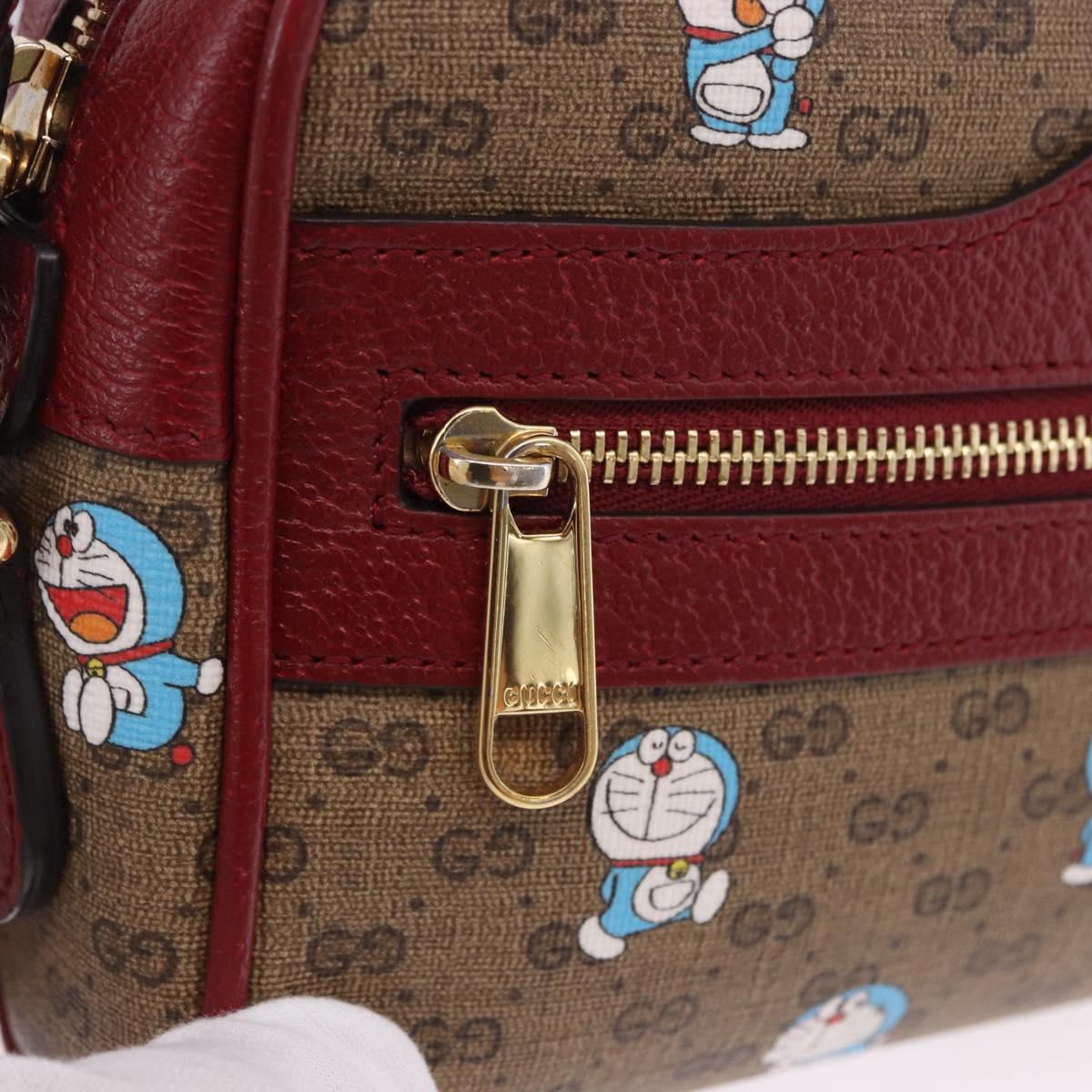 GUCCI x Doraemon Micro GG Shoulder Bag PVC Brown Gold Tone 647784 Auth 167564SAM