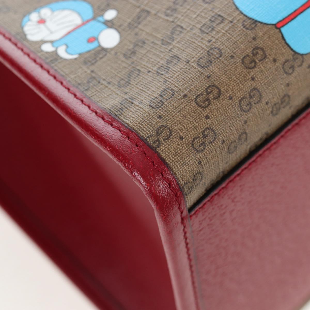 GUCCI x Doraemon Micro GG Hand Bag PVC 2way Brown Gold Tone 653952 Auth 167569SM