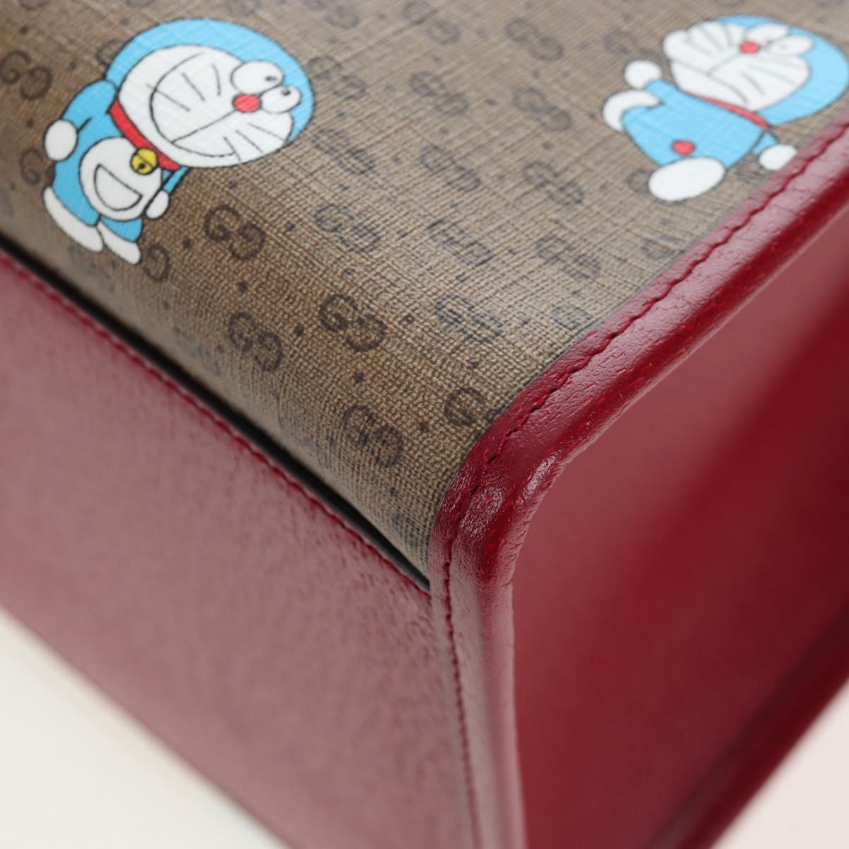 GUCCI x Doraemon Micro GG Hand Bag PVC 2way Brown Gold Tone 653952 Auth 167569SM