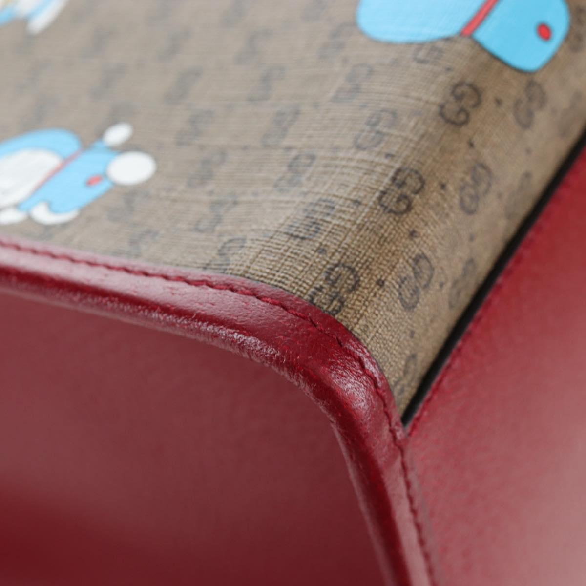 GUCCI x Doraemon Micro GG Hand Bag PVC 2way Brown Gold Tone 653952 Auth 167569SM