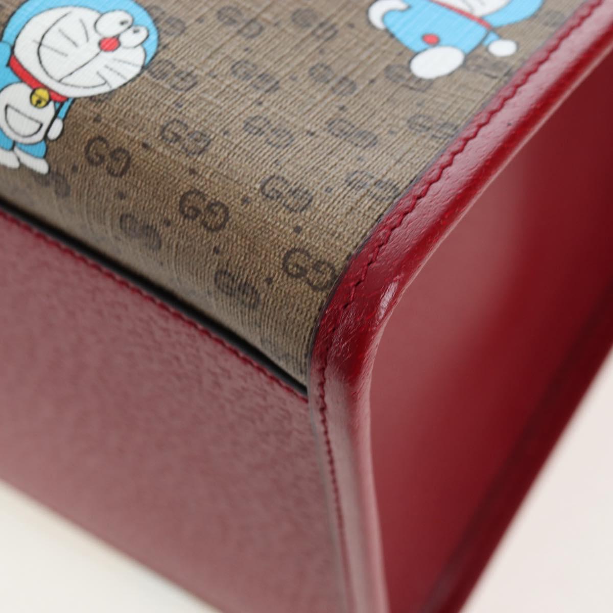 GUCCI x Doraemon Micro GG Hand Bag PVC 2way Brown Gold Tone 653952 Auth 167569SM