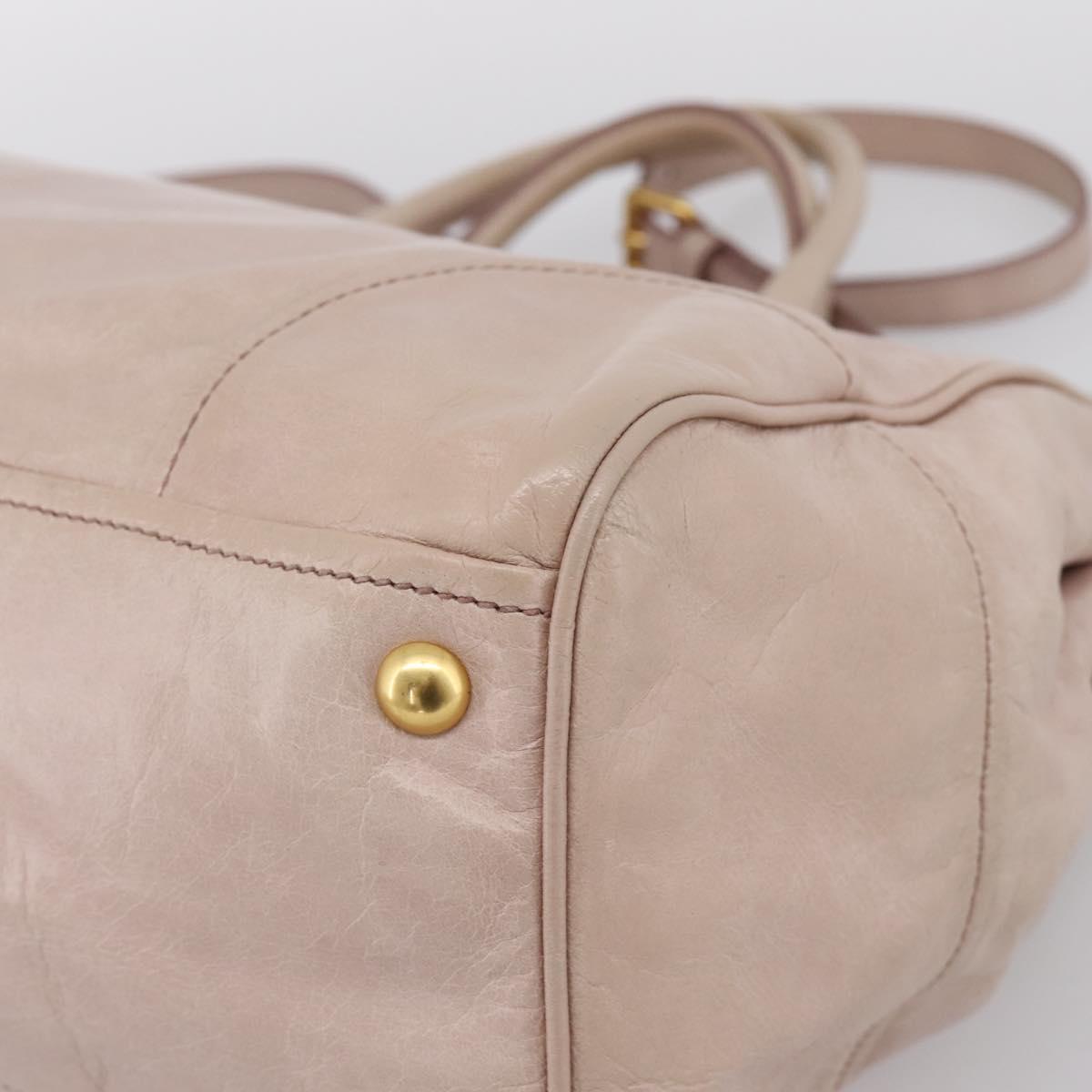 Miu Miu Hand Bag Leather 2way Pink Gold Tone Auth 167571A