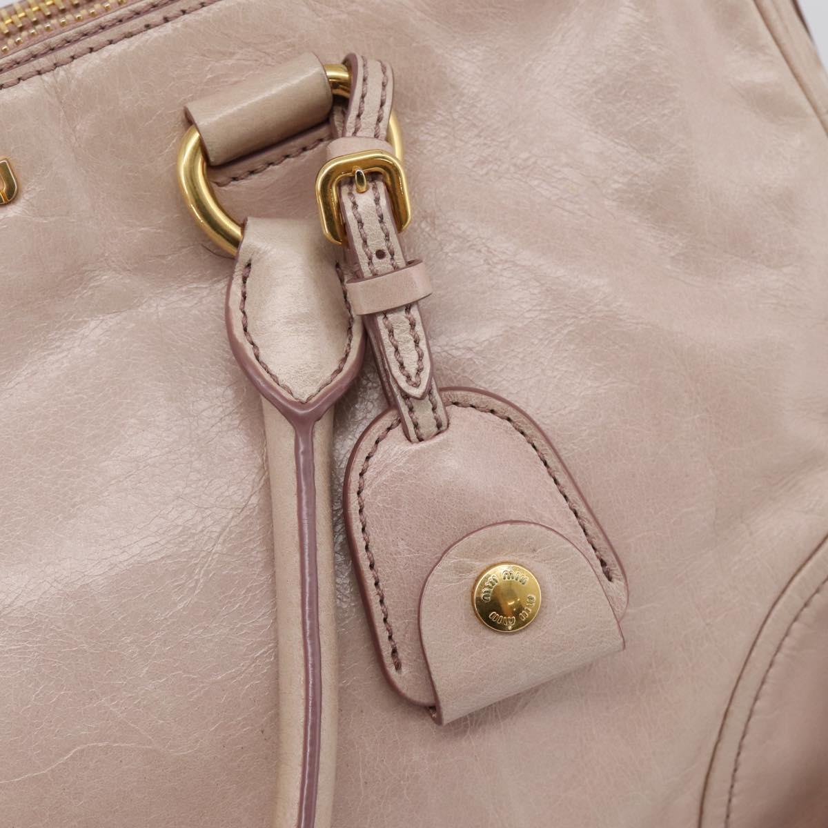 Miu Miu Hand Bag Leather 2way Pink Gold Tone Auth 167571A