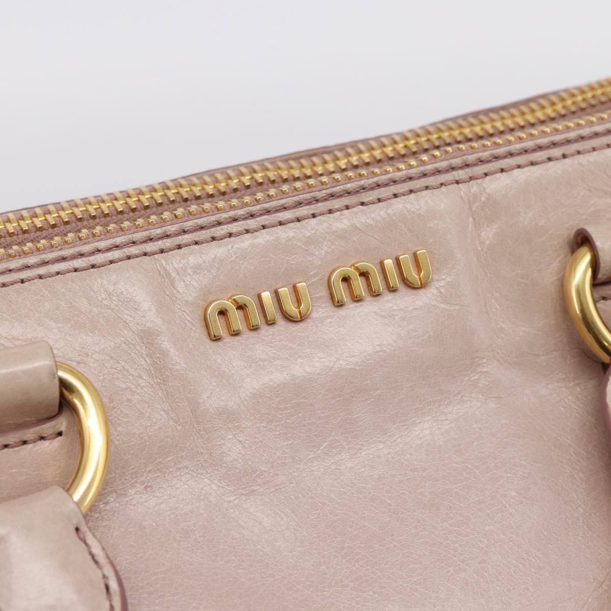 Miu Miu Hand Bag Leather 2way Pink Gold Tone Auth 167571A