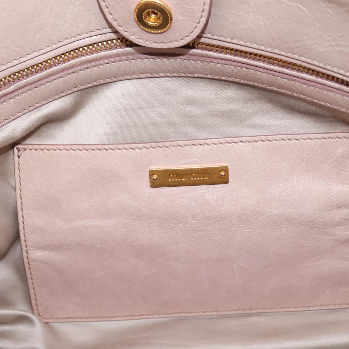 Miu Miu Hand Bag Leather 2way Pink Gold Tone Auth 167571A