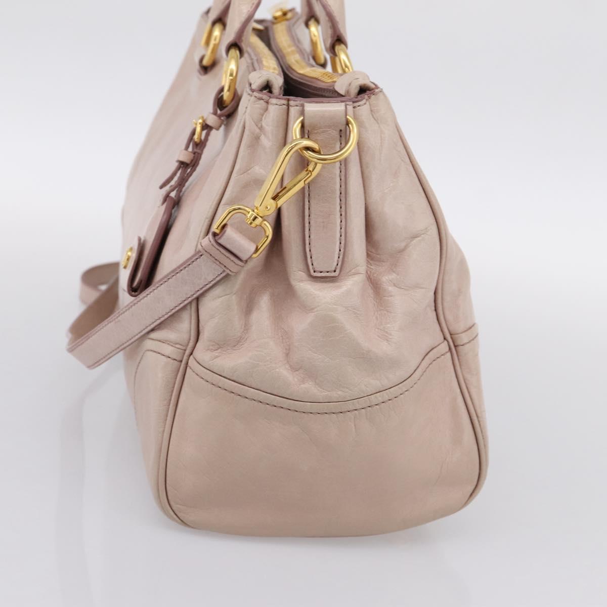 Miu Miu Hand Bag Leather 2way Pink Gold Tone Auth 167571A