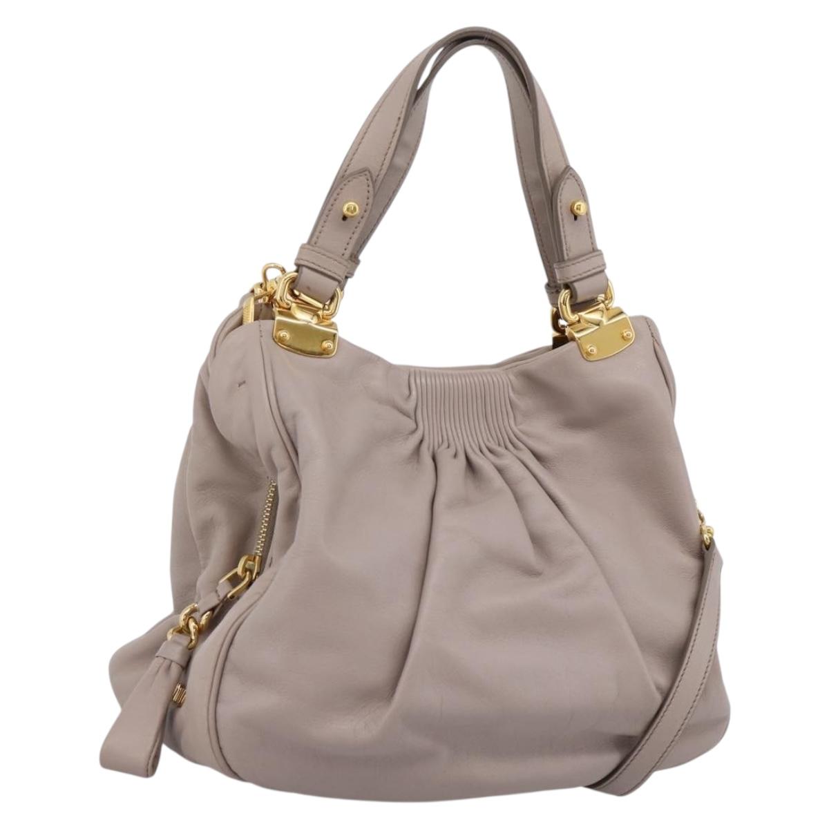Miu Miu Hand Bag Leather 2way Gray Gold Tone Auth 167574V