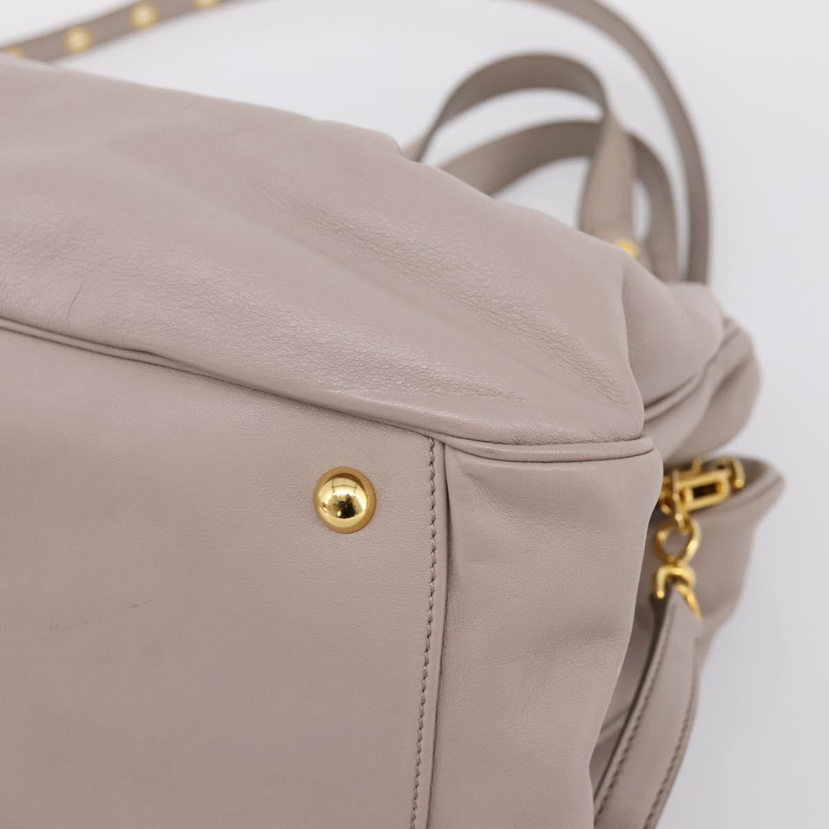 Miu Miu Hand Bag Leather 2way Gray Gold Tone Auth 167574V