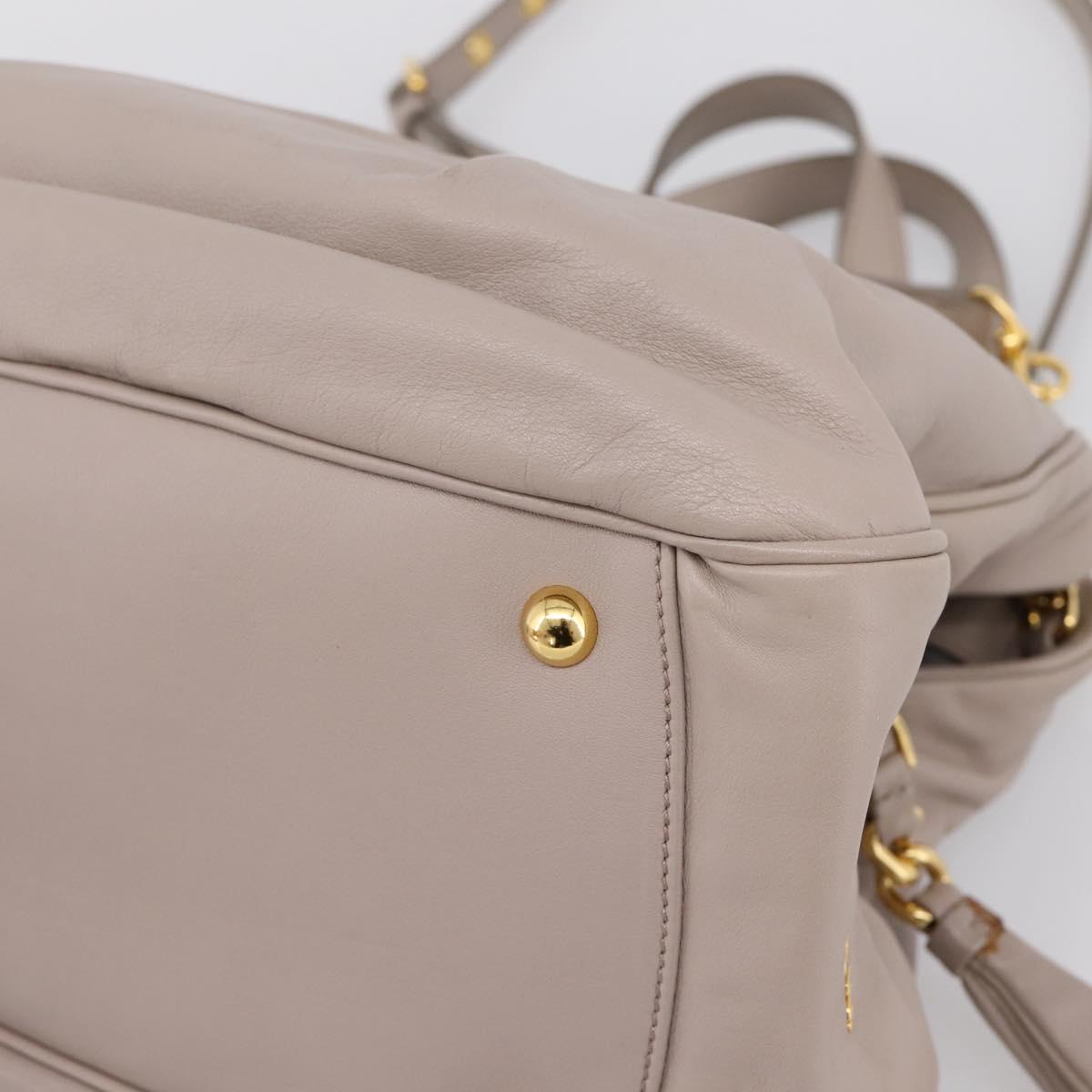 Miu Miu Hand Bag Leather 2way Gray Gold Tone Auth 167574V