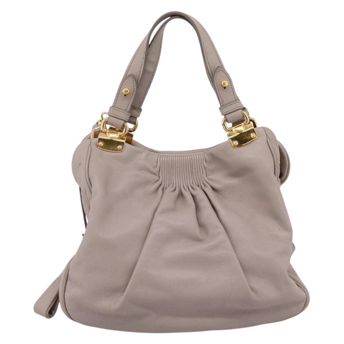 Miu Miu Hand Bag Leather 2way Gray Gold Tone Auth 167574V
