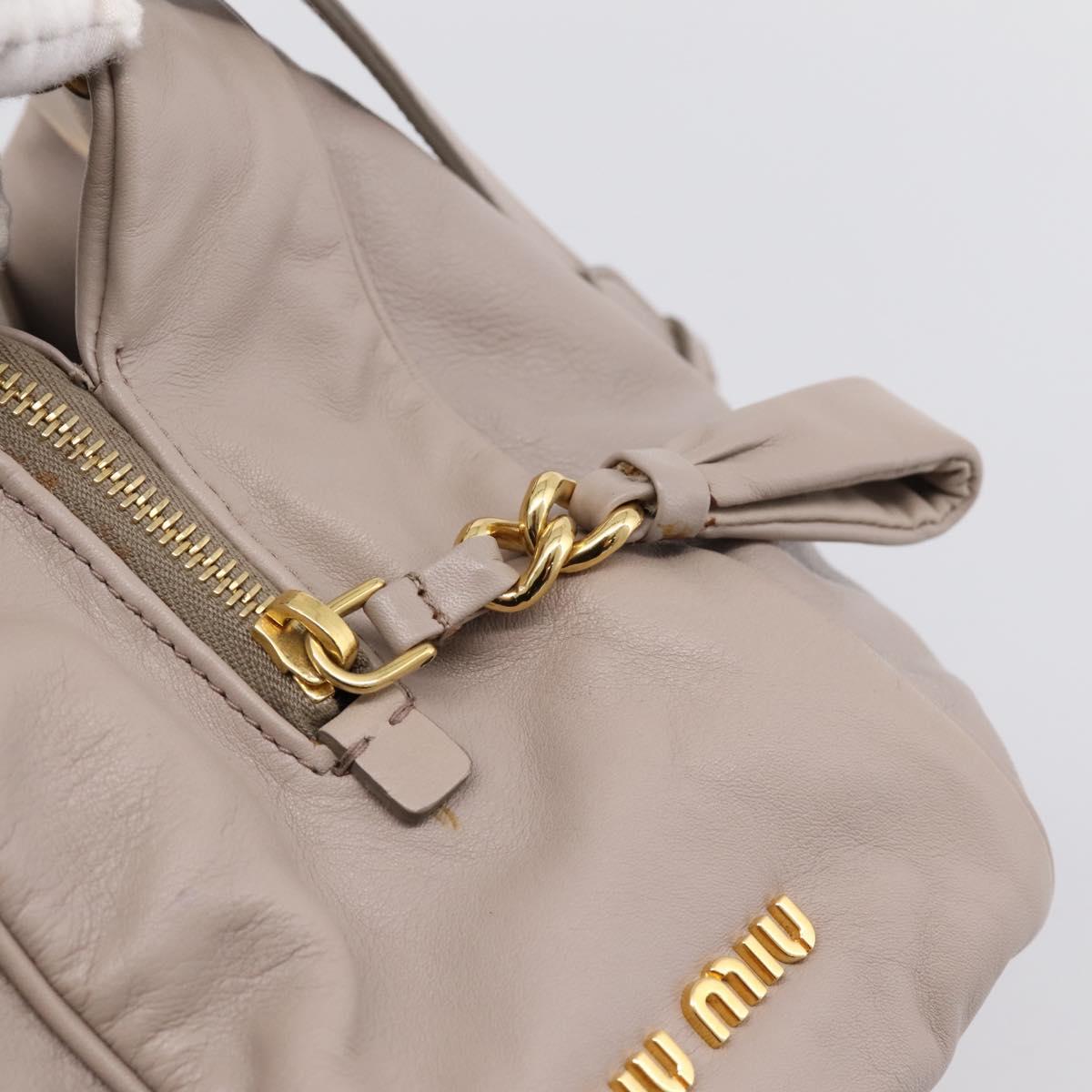 Miu Miu Hand Bag Leather 2way Gray Gold Tone Auth 167574V