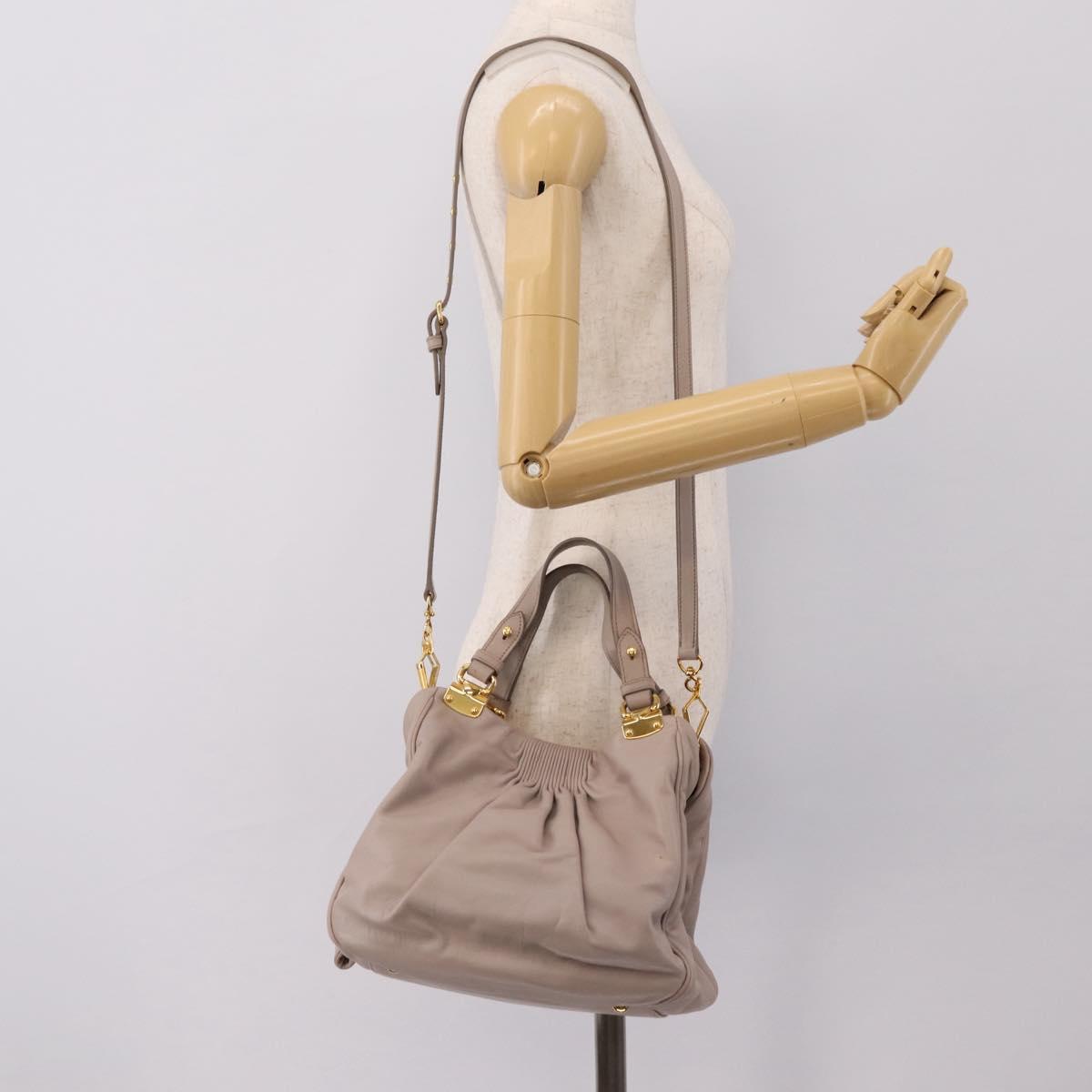 Miu Miu Hand Bag Leather 2way Gray Gold Tone Auth 167574V