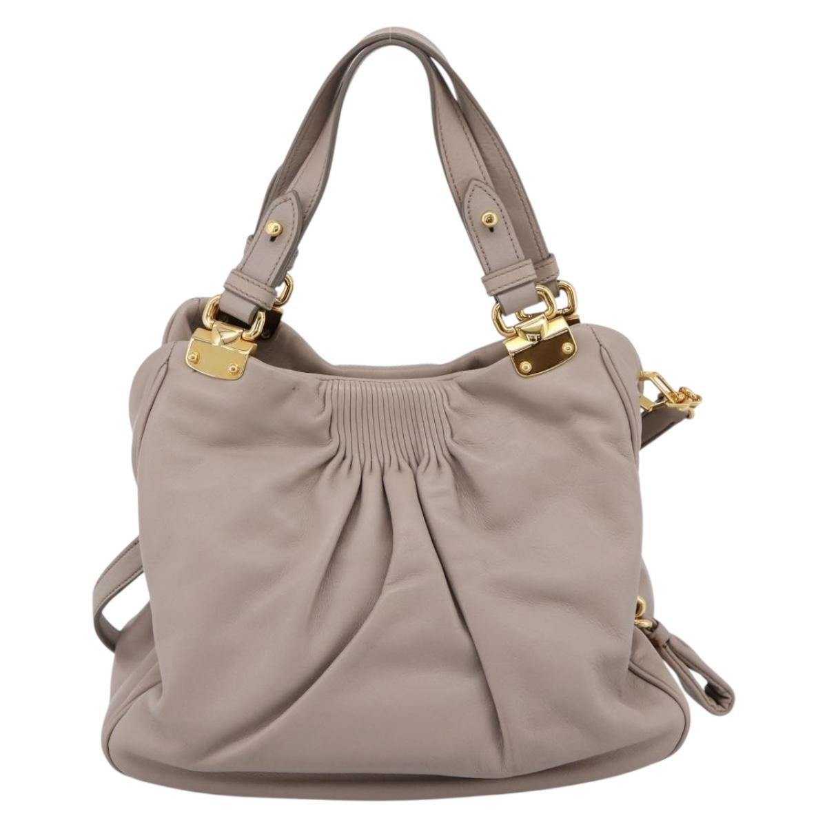 Miu Miu Hand Bag Leather 2way Gray Gold Tone Auth 167574V