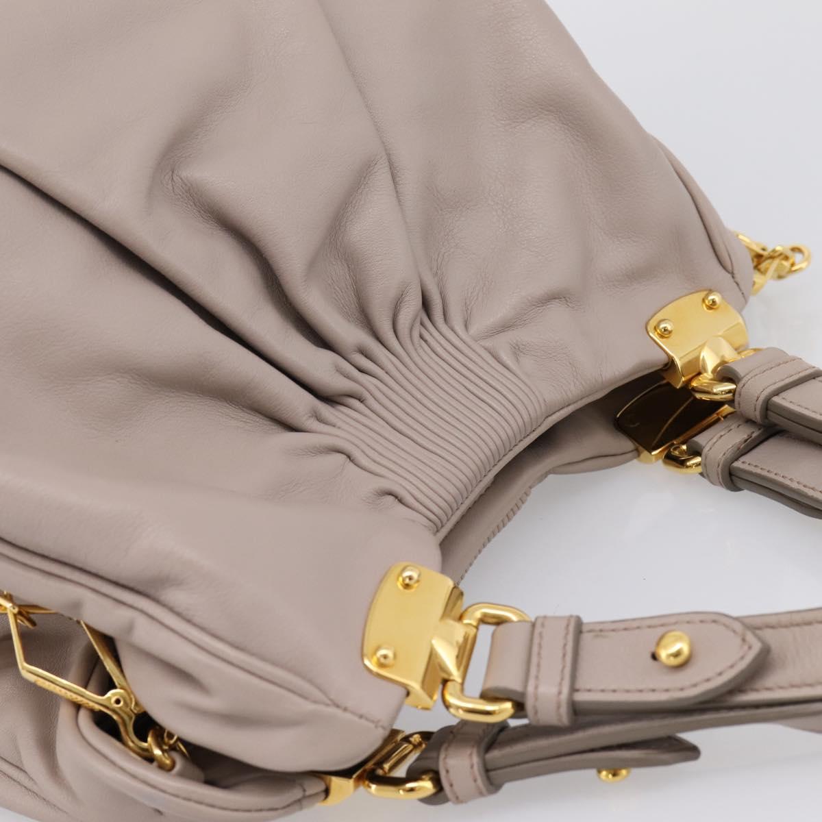 Miu Miu Hand Bag Leather 2way Gray Gold Tone Auth 167574V