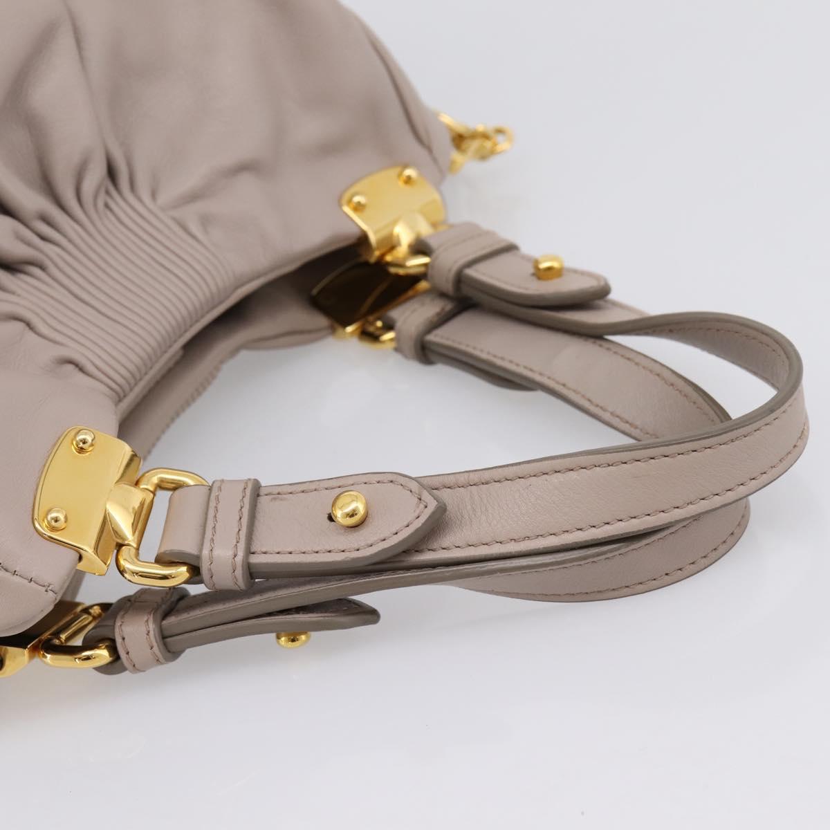 Miu Miu Hand Bag Leather 2way Gray Gold Tone Auth 167574V