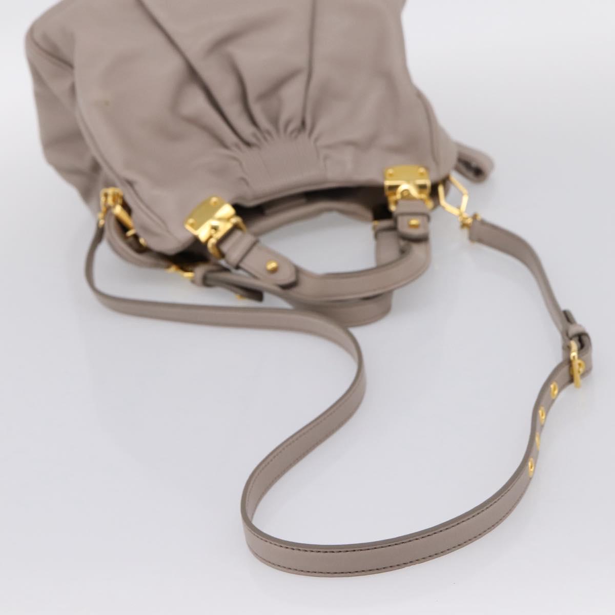 Miu Miu Hand Bag Leather 2way Gray Gold Tone Auth 167574V