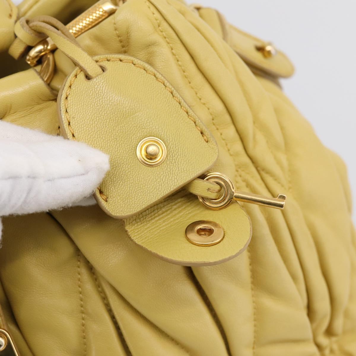Miu Miu Matelasse Hand Bag Leather 2way Yellow Gold Tone Auth 167575V