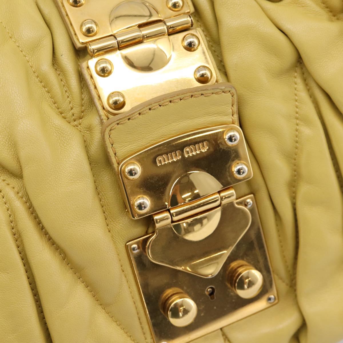 Miu Miu Matelasse Hand Bag Leather 2way Yellow Gold Tone Auth 167575V