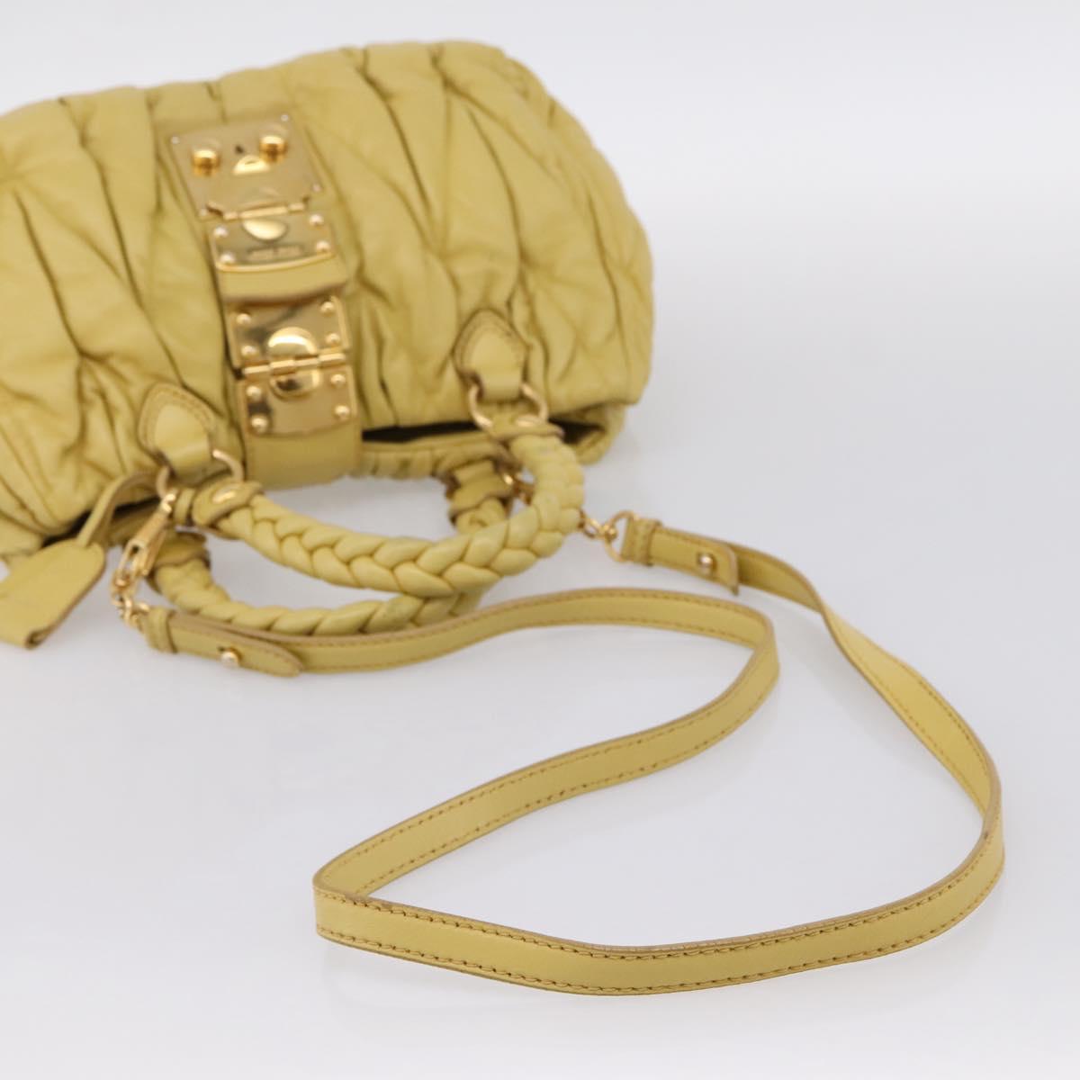 Miu Miu Matelasse Hand Bag Leather 2way Yellow Gold Tone Auth 167575V