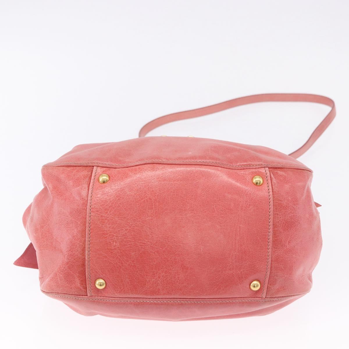 Miu Miu Hand Bag Leather 2way Pink Gold Tone Auth 167576A