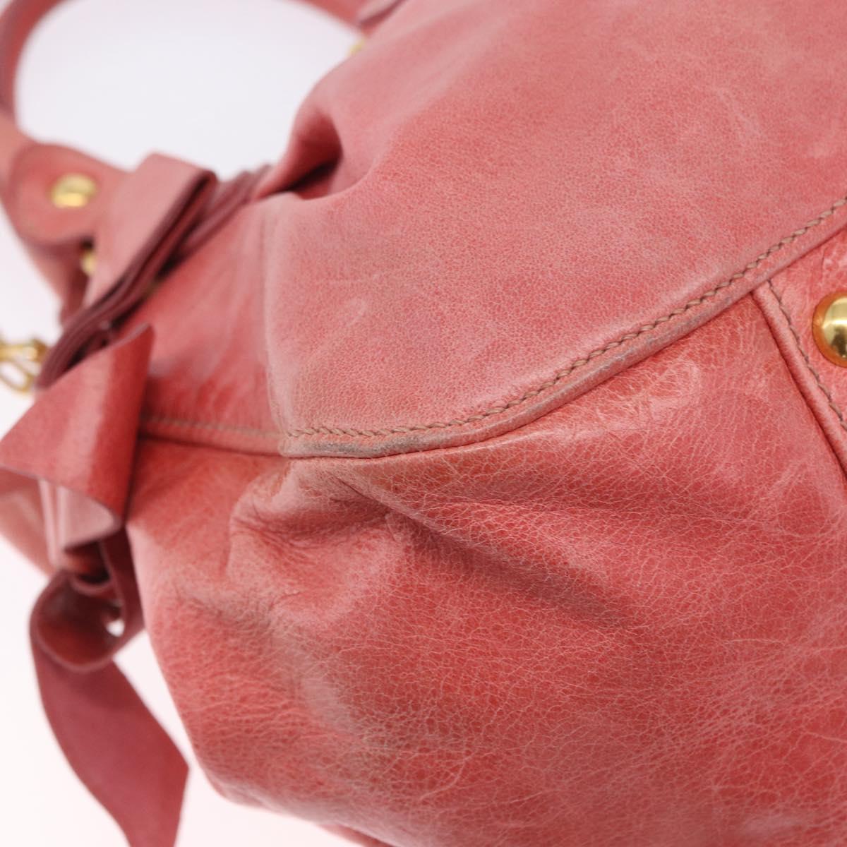 Miu Miu Hand Bag Leather 2way Pink Gold Tone Auth 167576A