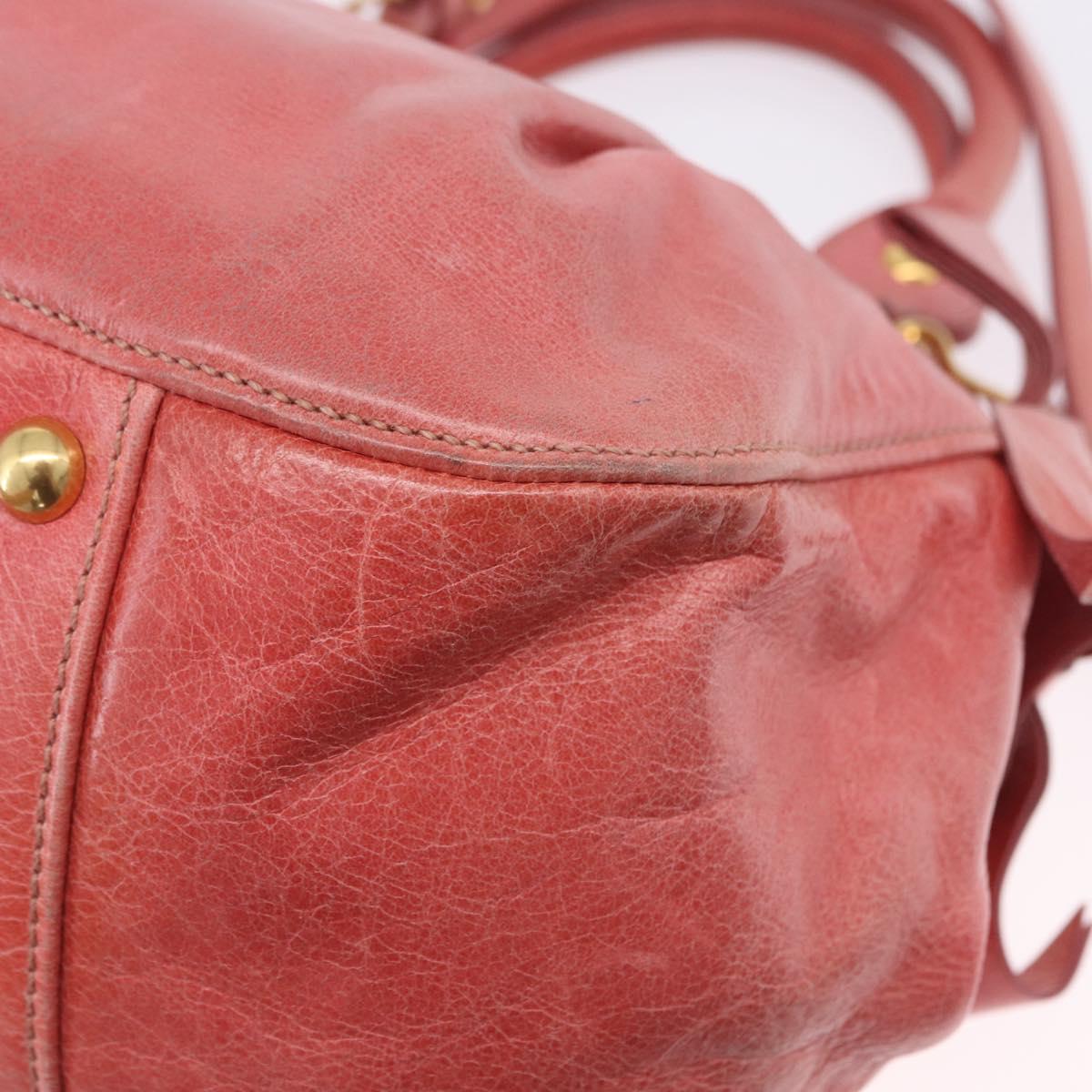 Miu Miu Hand Bag Leather 2way Pink Gold Tone Auth 167576A
