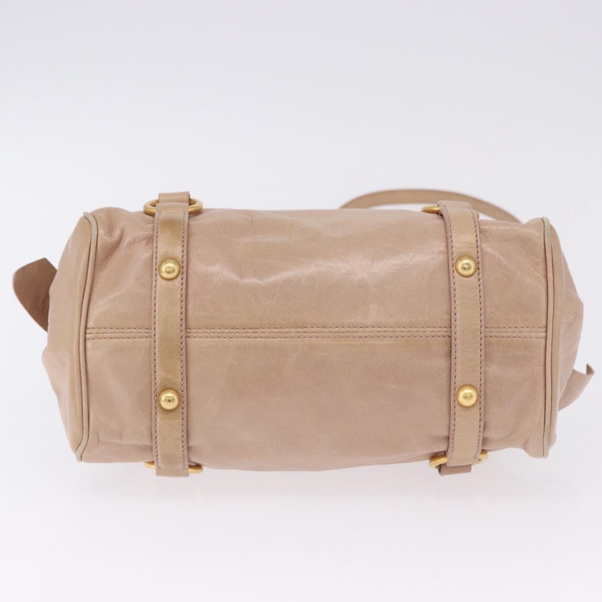 Miu Miu Hand Bag Leather 2way Pink Gold Tone Auth 167577V