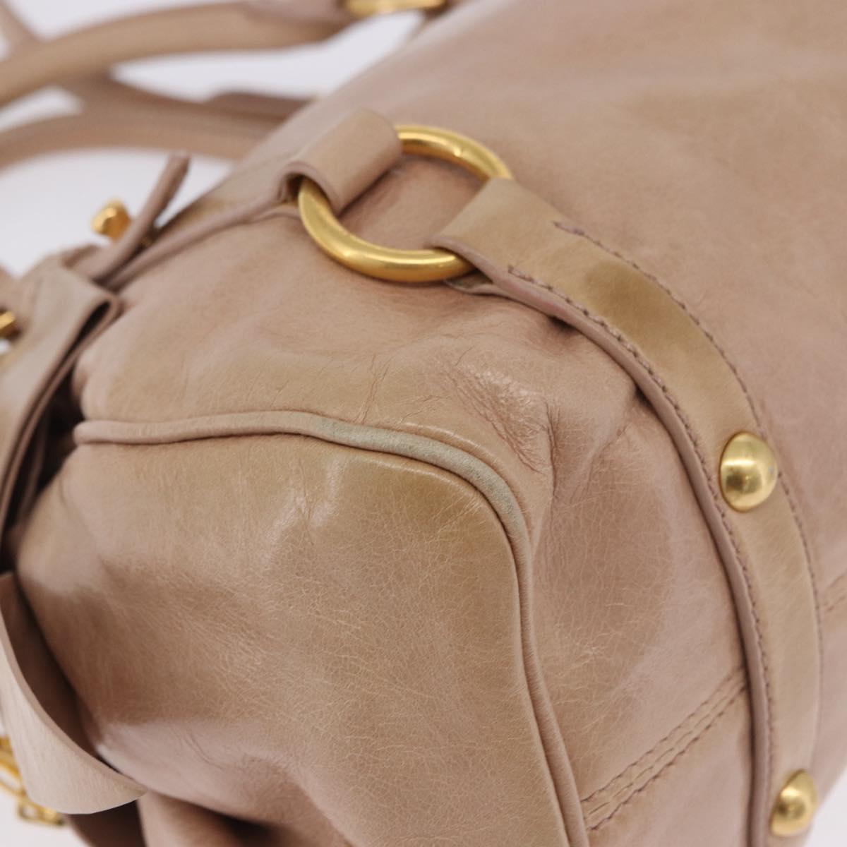 Miu Miu Hand Bag Leather 2way Pink Gold Tone Auth 167577V
