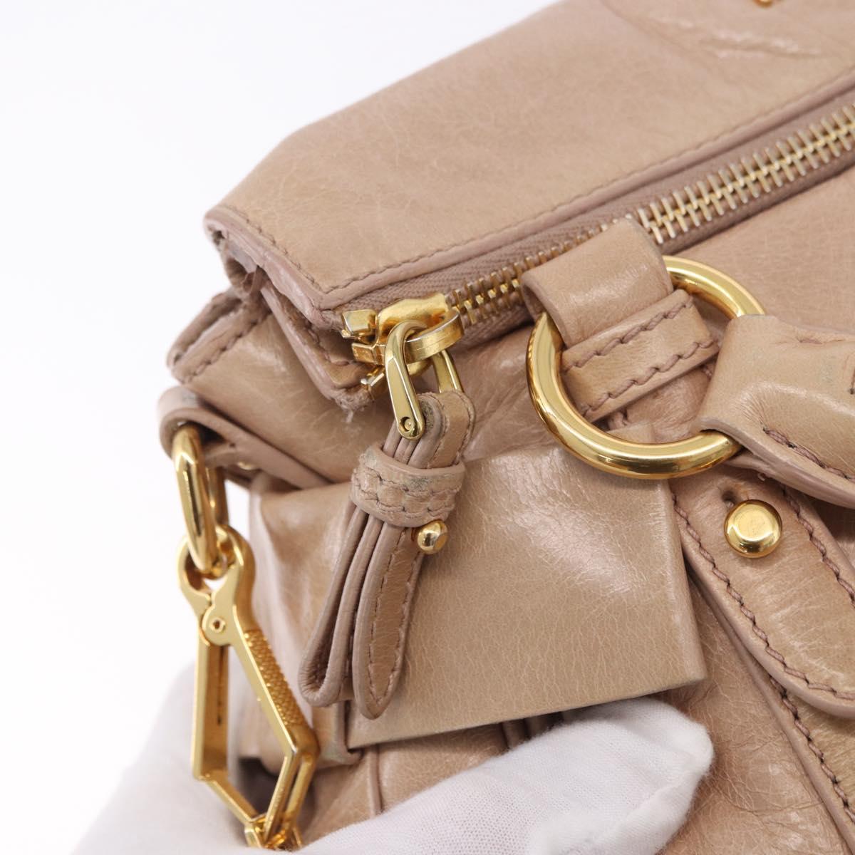 Miu Miu Hand Bag Leather 2way Pink Gold Tone Auth 167577V