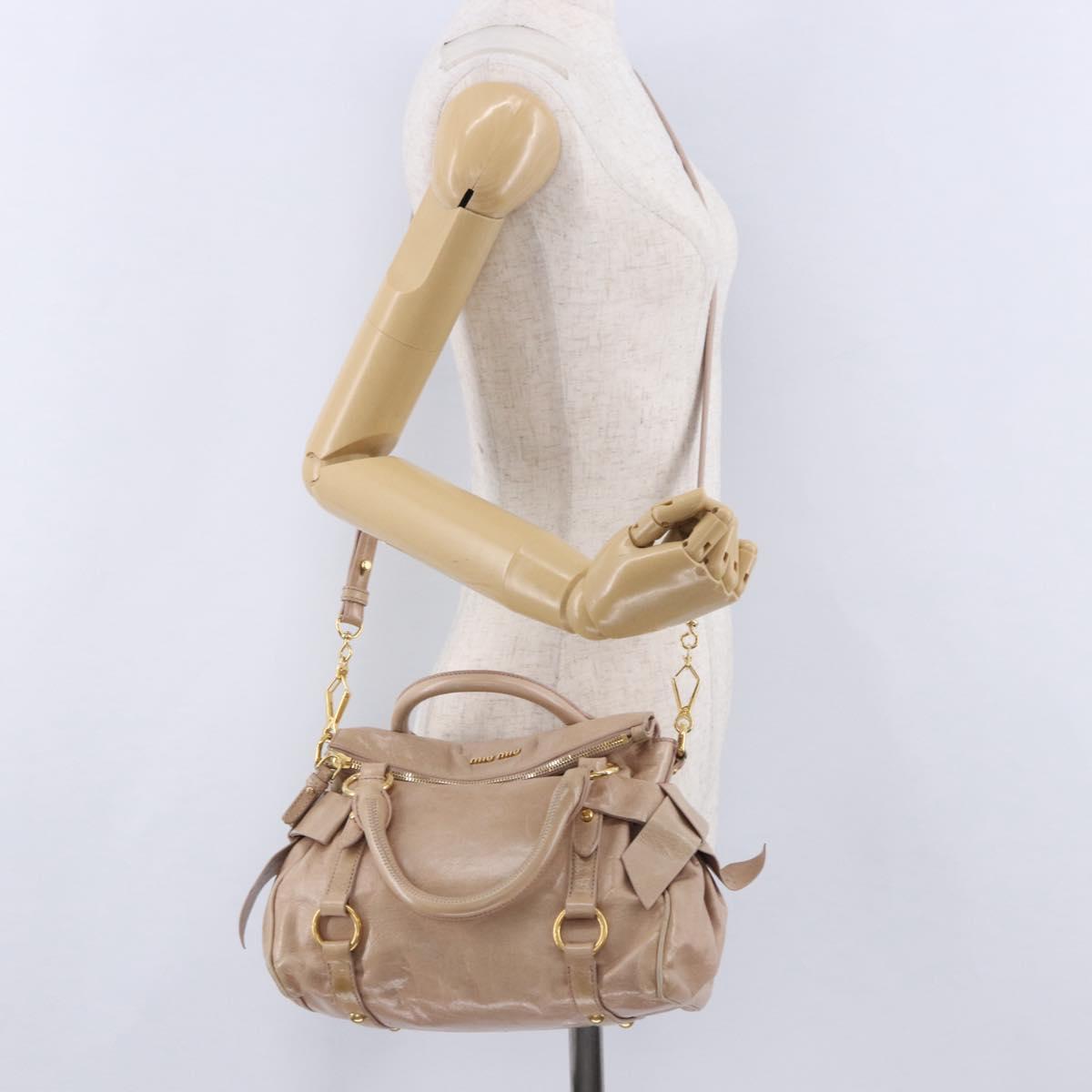 Miu Miu Hand Bag Leather 2way Pink Gold Tone Auth 167577V