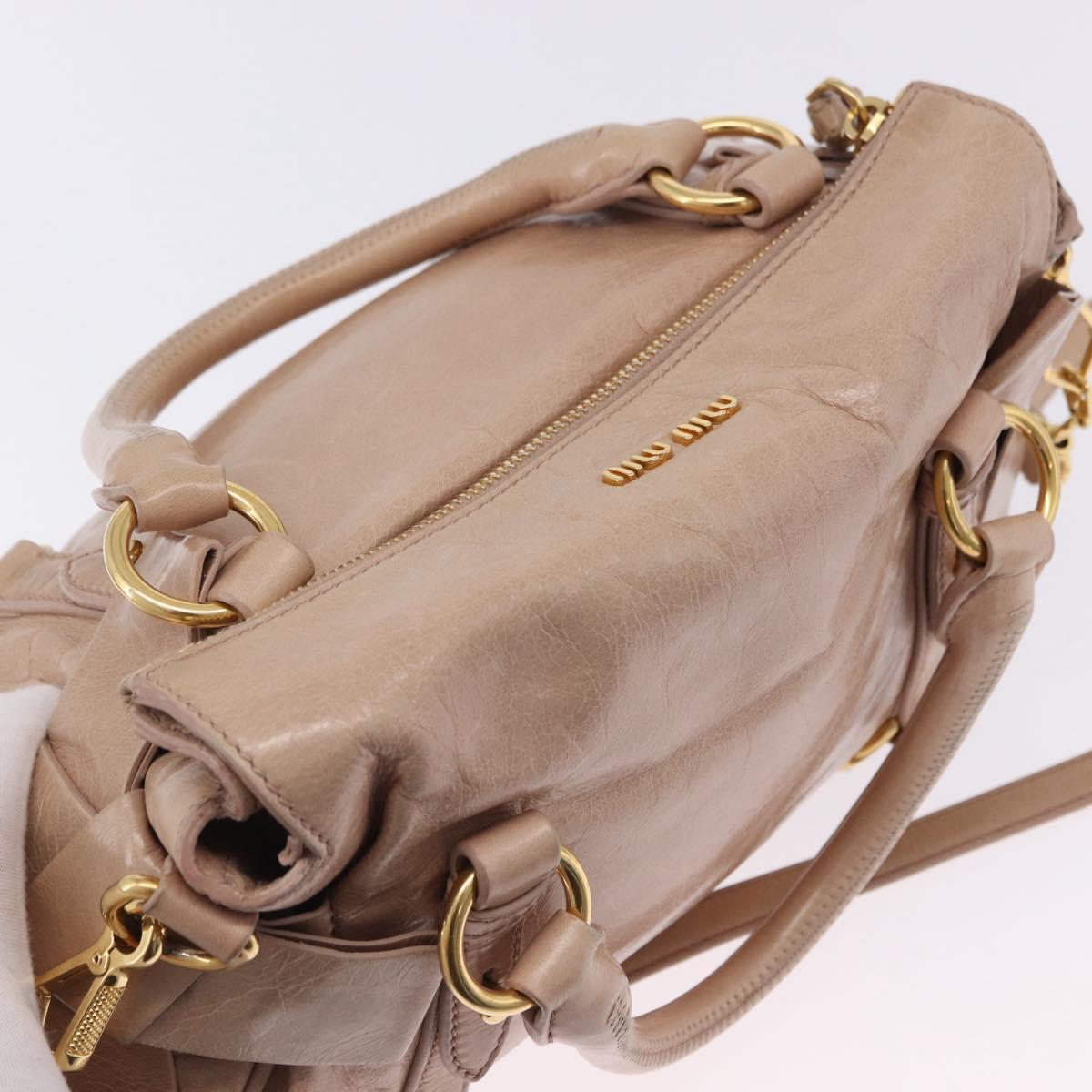 Miu Miu Hand Bag Leather 2way Pink Gold Tone Auth 167577V