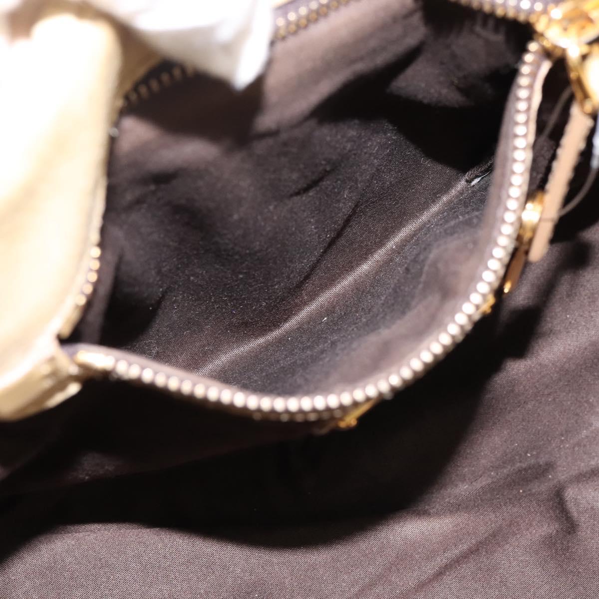 Miu Miu Hand Bag Leather 2way Beige Gold Tone Auth 167578A