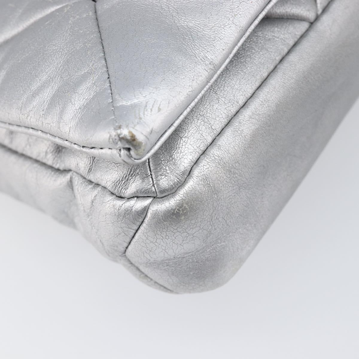 Miu Miu Shoulder Bag Leather Silver Auth 167579A
