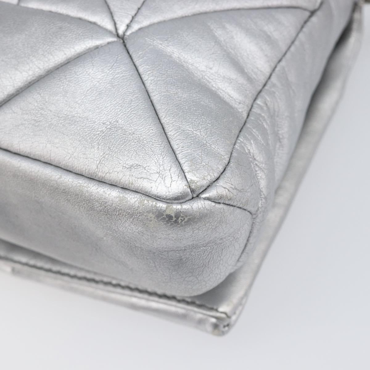 Miu Miu Shoulder Bag Leather Silver Auth 167579A