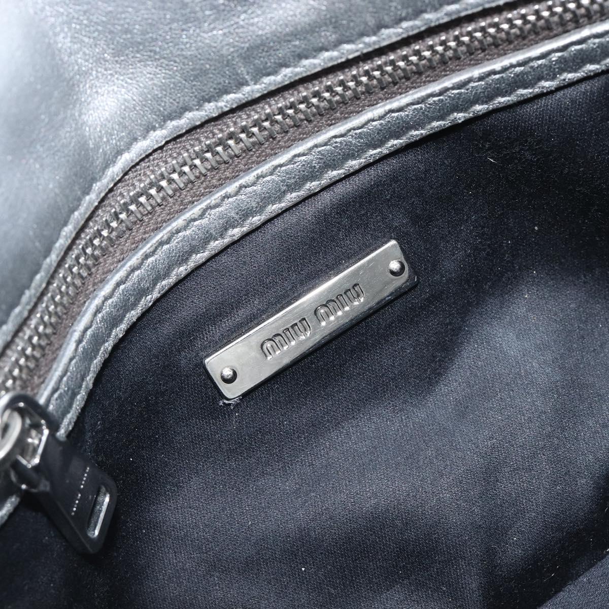 Miu Miu Shoulder Bag Leather Silver Auth 167579A