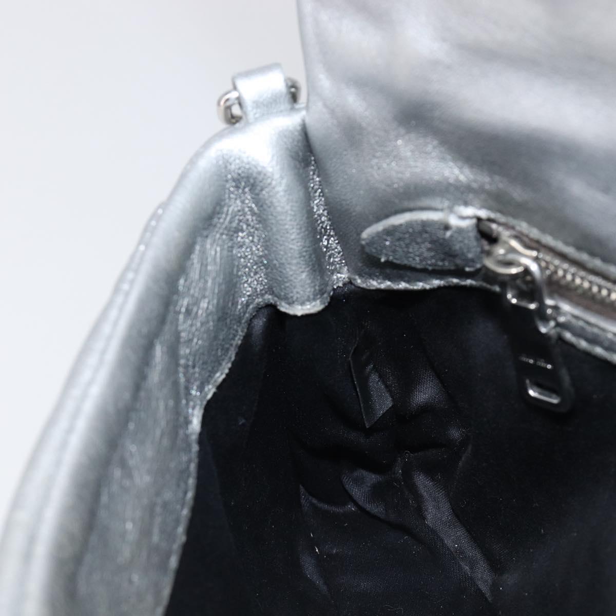 Miu Miu Shoulder Bag Leather Silver Auth 167579A