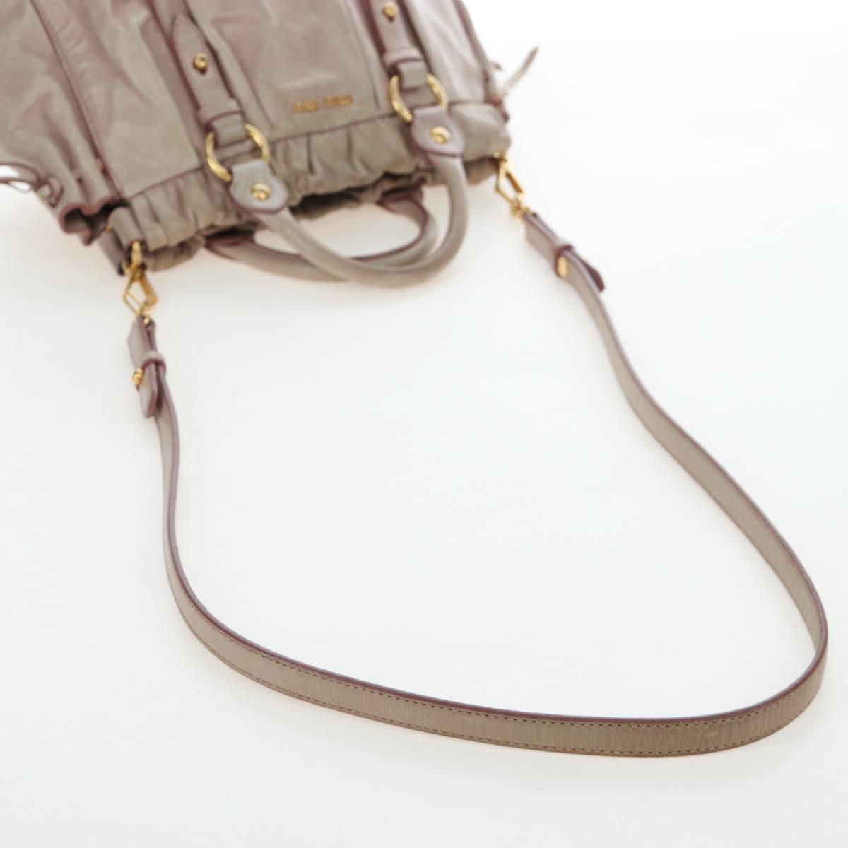 Miu Miu Hand Bag Leather 2way Pink Gold Tone Auth 167584A