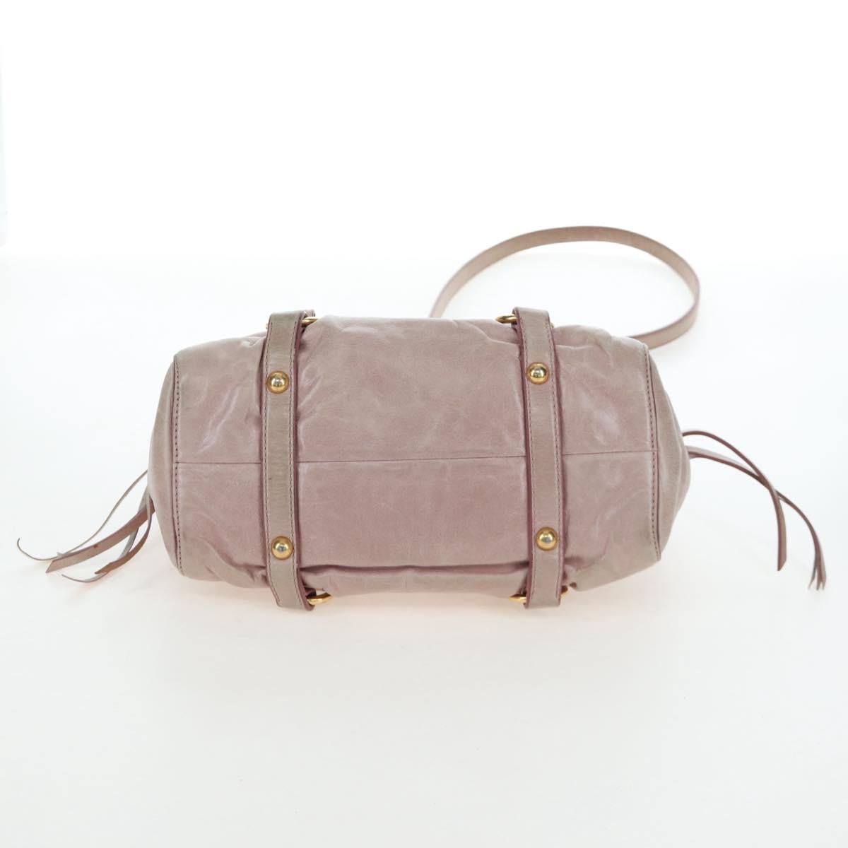 Miu Miu Hand Bag Leather 2way Pink Gold Tone Auth 167584A
