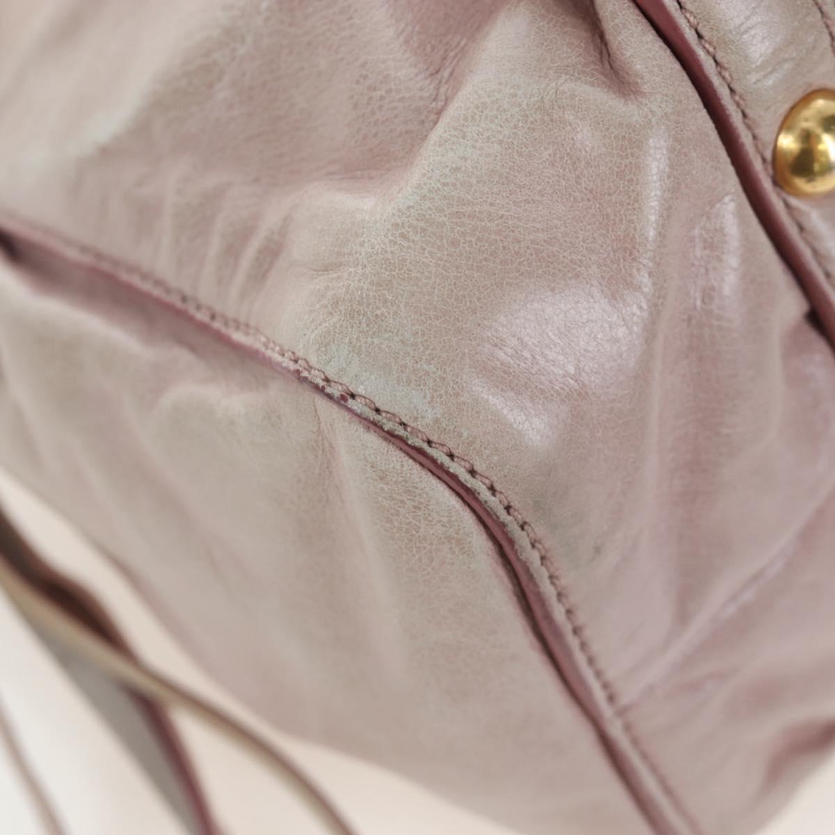 Miu Miu Hand Bag Leather 2way Pink Gold Tone Auth 167584A
